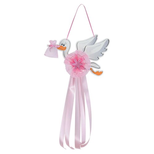 Fiocco nascita Baby Idea FI CI M Cicogna media Rosa
