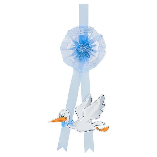 Fiocco nascita Baby Idea Fc ci p Cicogna piccola Azzurro