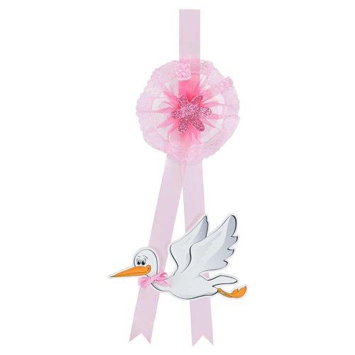 Fiocco nascita Baby Idea FC CI P Cicogna piccola Rosa