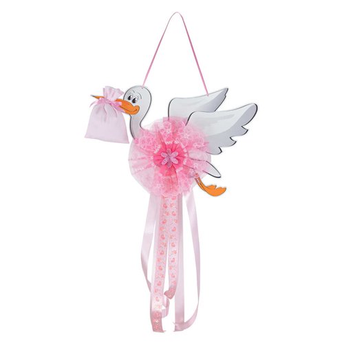 Fiocco nascita Baby Idea CI IR Cicogna Intermedia Rosa