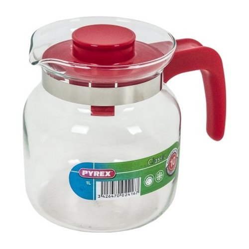 Caraffa Pyrex 711A200 5646 con coperchio Trasparente e Rosso