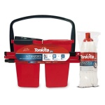 Tonkita - STRIZZO mop lavapavimenti con fettucce ritorte ad elevato potere assorbente, lavorate con tecnologia spunlace. Secchio con strizzatore e due vasche, per separare l'acqua pulita da quella sporca del risciacquo - Capacità 14. Manico componibile in acciaio verniciato e con capuccio girevole - 130 cm