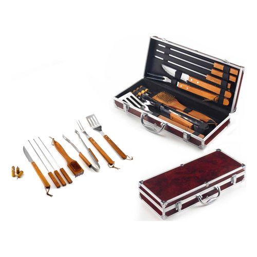 Set attrezzi barbecue Ompagrill 01241 Inox e Legno