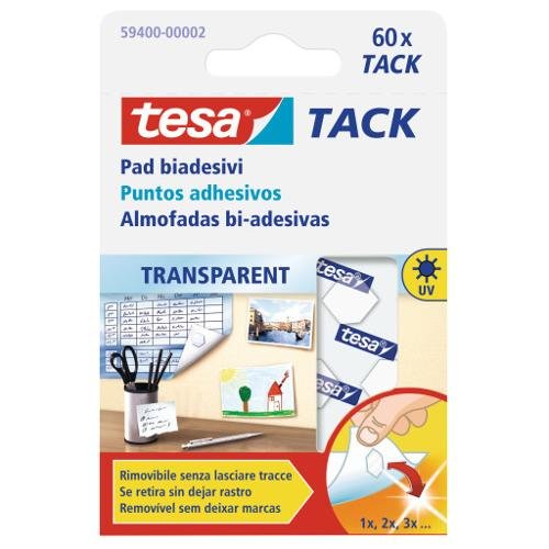 59400 Conf. 60 Pad biadesivi Tesa Tack rimovibili trasparenti