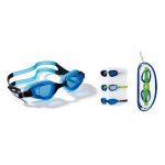 Sport One - Occhialini nuoto con montatura monopezzo e fascia regolabile in silicone non allergenico; lenti in policarbonato antiappannamento protezione uv. Misura da bimbo.