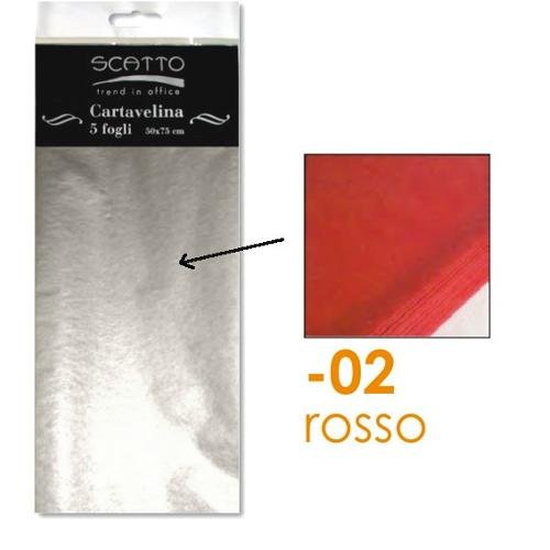 Scatto 043012.01 Conf. 5 fogli carta velina 50x75 cm color Rosso 200-02