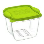 Mongardi - Contenitore ermetico quadrato Lt 1 verde. Adatto al frigo e al microonde
