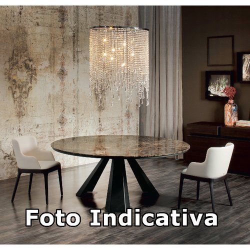 CATTELAN Tavolo Eliot Round Ø160x75H Top Marmo Emperador - Base Metallo Inox Satinato
