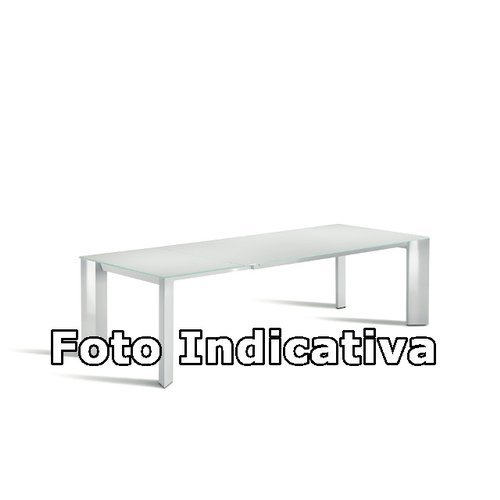 CATTELAN Tavolo Brera 160/210x90x73,5H Piano Cristallo Graphite Extra Chiaro - Gambe Metallo Op30 Grey Opaco