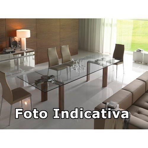 CATTELAN Tavolo Daytona 180/260x90x75H Trasparente Extrachiaro - Legno Nc Noce Canaletto