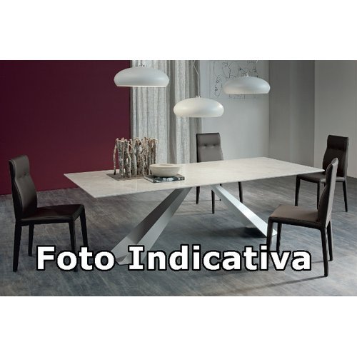 CATTELAN Tavolo Eliot 182x90x75H Base Metallo Gfm69 Goffrato Graphite - Top Cristallo Graphite Extra Chiaro