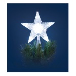 Lotti Importex - Puntale per Albero Stella Visual 10 LED BIANCO, Luce Fissa e Flashing, a Batteria 3xAA 1,5V, uso Interno, Cavo Verde, Dimensioni 18xH21cm