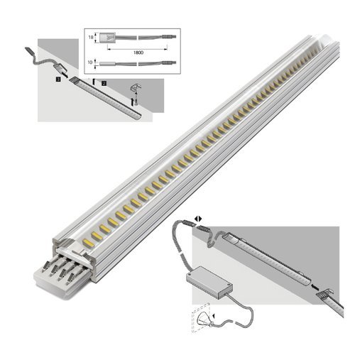 Halemeier 5565043 Luce Led Superstripe Plus con attacco x alimentatore 300 mm 6,2 W  Bianco Extra Caldo