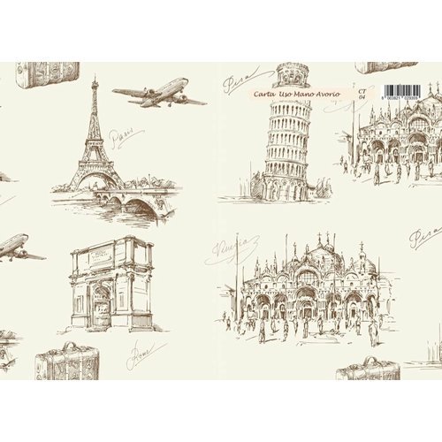 Marpimar CT04 Città d'arte Foglio carta regalo uso mano avorio 