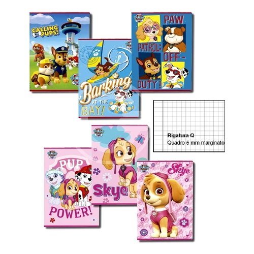 Pool Over 144077.203 Quaderno punto metallico maxi A4 - 21x29,7 cm Q - Quadretti 5,0 mm con margine Assortito* Paw Patrol