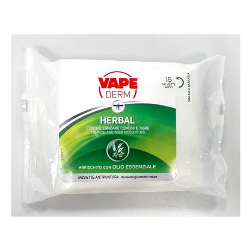Salviette repellenti per insetti Vape GA1902700 Derm Herbal