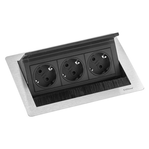 Multipresa mobile Evoline 159370024900 FLIPTOP Inox satinato e Nero