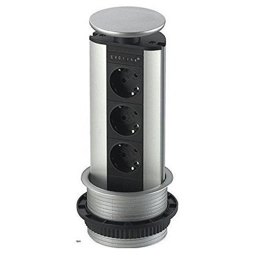 Multipresa mobile Evoline 159310000600 PORT Silver e Nero