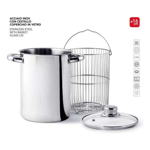 Asparagiera Abert V640672A16 con cestello Cromo lucido