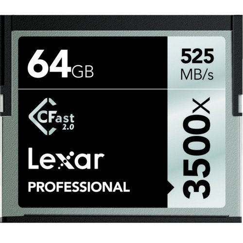 Professional 3500x CFastÔäó 2.0 Lexar CFast 2.0, 64GB. Capacità: 64 GB, Tipo flash card: CompactFlash (CF), Velocità di lettura: 525 MB/s