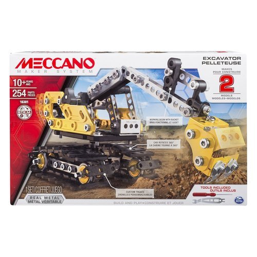 Spin Master 6027036 2 veicoli a tema cantiere da costruire completi di battistrada e braccio mobile