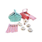 Ods Srl - Servizio da pic nic completo in 17 pezzi fra cui piattini, teiera, lattiera piattini e zuccheriera, tovaglia e cestello