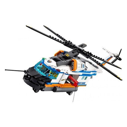 60166 Decolla per un altro emozionante salvataggio con la Guardia costiera di LEGO® City! Recati al faro: il canoista ha perso la pagaia! Abbassa la rampa dell’elicottero e lancia il jet ski per recu