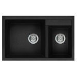 Elleci - Elleci Quadra 440, Lavello montato su piano, Rettangolare, Granitek, Nero, 2 ciotole, Rettangolare