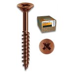 MUSTAD - Viti per legno filetto parziale testa Svasata Piana Impronta Croce  4,5X040 mm  Bronzata Panel-VIT -PF Scatola 500 pz