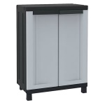 Terry - Armadietto basso doppia anta 68 x 39 x h.91,5 cm Resina Termoplastica alta resistenza Grigio/Nero Twist Black