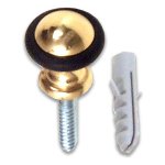 GHIDINI - Pomello fermaporte 25 x h. 27,5 mm Ottone lucido verniciato con anello in gomma nera 