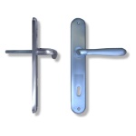 GHIDINI - Coppia maniglie per porta con placca P90 Q8  Ottone Cromo satinato Uno