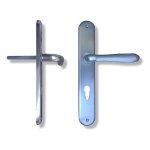 GHIDINI - Coppia maniglie per porta con placca PY85 Q8  Ottone Cromo satinato Uno