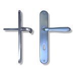 GHIDINI - Coppia maniglie per porta con placca P70 Q8  Ottone Cromo satinato Uno