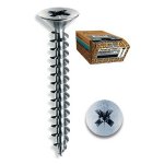 MUSTAD - Viti per legno tutto filetto testa Svasata Piana Impronta Croce  3,5X030 mm  Inox passivato Panel-VIT  Scatola 200 pz