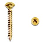 MUSTAD - Viti per legno tutto filetto testa Svasata concava con impronta croce  3,5x20 mm  Ottonata Panel-VIT Scatola 500 pz