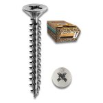 MUSTAD - Viti per legno tutto filetto testa Svasata Piana Impronta Croce  5,0X070 mm  Zincata Bianca Panel-VIT  Scatola 200 pz