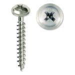 MUSTAD - Viti per legno tutto filetto testa Fungo Flangiata con impronta Croce  5,0 x 50 mm  Zincata Bianca Panel-VIT Scatola 200 pz