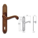 GHIDINI - Coppia maniglie per porta con placca P90 Q8  Ottone Brunito Barocco