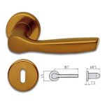 GHIDINI - Coppia maniglie per porta con rosetta e bocchetta Q8 Alluminio  Anodizzato Bronzo Gabry