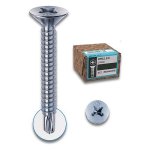 MUSTAD - Viti autoperforanti / autofilettanti per metallo Testa svasata piana - impronta croce   3,5X38 mm  Zincata Bianca  Drillex