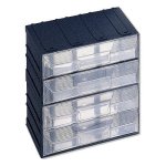 Terry - Cassettiera 4  portaminuteria con portaettichetta frontale 208 x 132 x 208 mm - cass. 198 x 108 x 44 mm Plastica alta resistenza agli urti Vision