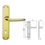 GHIDINI - Coppia maniglie per porta con placca P90 Q8  Ottone Ottone lucido verniciato Milena