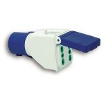 FANTON - Adattatore industriale  con spina CEE 2P+T 16A CEE blu 2 prese bipasso italiane 2P+T 16A - protezione IP44 220-230 V Blu/bianco 73101