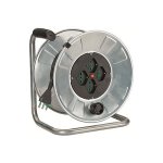 FANTON - Prolunga industriale con avvolgicavo Golia Metal 50 mt 3G1,5 H05VV-F 2P+T 16A 200-250V 6h IP44 Bipasso italo/tedesca 2P+T 16A (x 4) Zincato 145