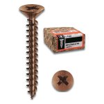 MUSTAD - Viti per legno tutto filetto testa Svasata Piana Impronta Croce  4,0X18 mm  Bronzata  Panel-VIT  Scatola 500 pz