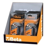 BETA - Espositore da banco con 10 confezioni 9 chiavi maschio esagonale con supporto in plastica 