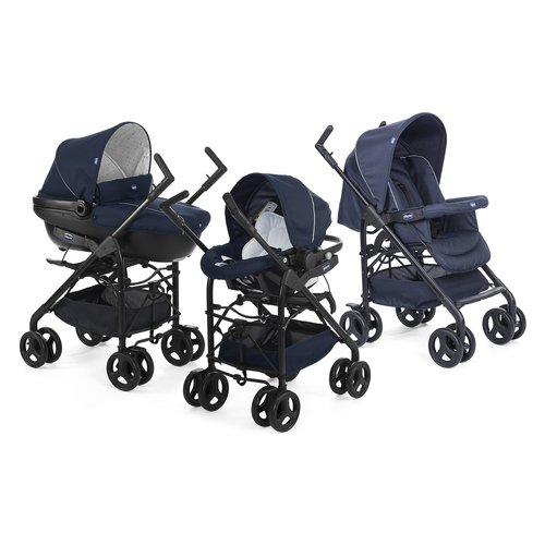 CHICCO Trio Sprint è il sistema completo dotato di passeggino, navicella e seggiolino auto ideale per accompagnare il bambino dalla nascita fino ai 36 mesi. La sua struttura consente una guida manegg