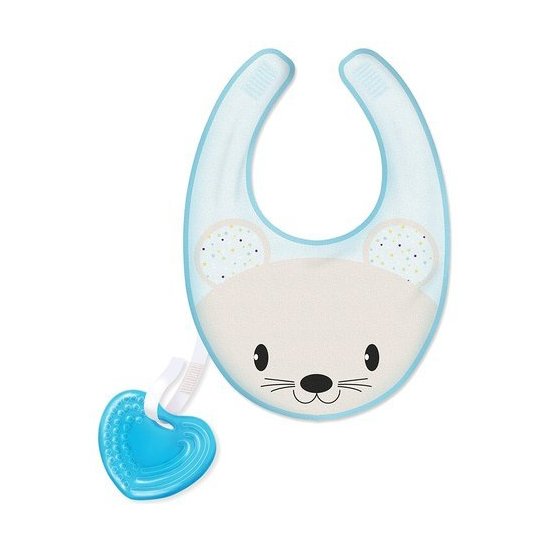 Massaggia gengive Chicco 258 220 FRESH BIB Bavaglino Bimbo Azzurro