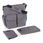 Jane' - Borsa fasciatoio con ancoraggio universale e scompartimenti interni, tasche esterne e legature laterali. Molto grande all’interno con cerniera esterna include anche un fasciatoio con fodera per i pannolini e un portadocumenti coordinato